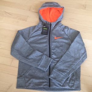 Youth Boys Nike Therma Dri-fit Zip Gray Hoodie - M